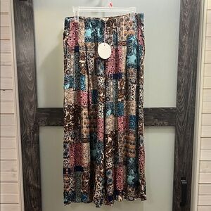 Umgee Multicolor Patchwork Cropped Pants